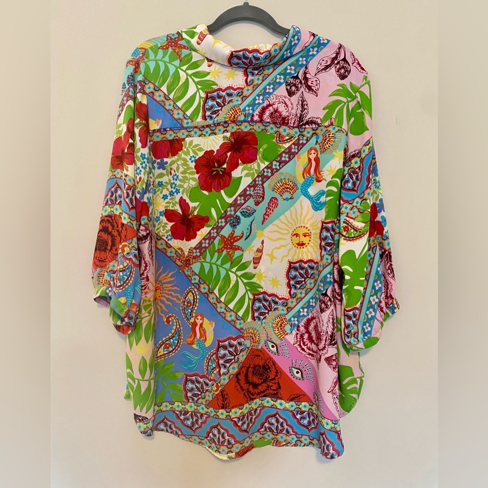 Cynthia Rowley Colorful Multicolor Floral Blouse Tunic Size 2X - Picture 3 of 6